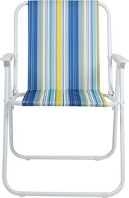 Καρεκλάκι παραλίας-camping Jette pakoworld μπλε ριγέ-λευκό μέταλλο 53x56x73εκ