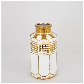 Βάζο Κεραμικό Λευκό & Χρυσό 14x14x26cm 752-20075 Estheti-752-20075-Λευκό-Χρυσό 752-20075