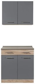 Σύνθεση Κουζίνα Dalila 80 Γκρί Δρύς - Γκρί  80x51,5x206,5 εκ. 80x51.5x206.5 εκ.