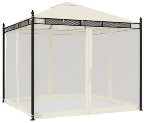 vidaXL Κιόσκι με Τοίχους από Δίχτυ Κρεμ 2,93x2,93 μ. από Ατσάλι