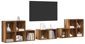 vidaXL με ράφι με αποθήκευση 8 pcs Παλιό Ξύλο Επεξεργασμένο ξύλο