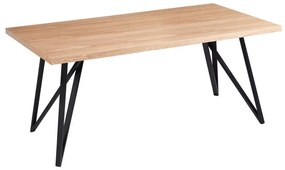 Τραπέζι Τραπεζαρίας HM9467.03 180x90x75cm Από Καπλαμά Φράξου Natural-Black Mdf,Μέταλλο