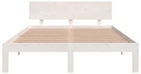 vidaXL Πλαίσιο Κρεβατιού Λευκό 135x190 εκ. από Μασίφ Ξύλο Double