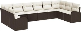 vidaXL Σετ Καναπέ με μαξιλάρι 10 pcs Καφέ Πολυρατάν