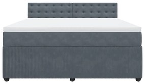 vidaXL Κρεβάτι Boxspring με Στρώμα Σκούρο Γκρι 180x200 εκ. Βελούδινο