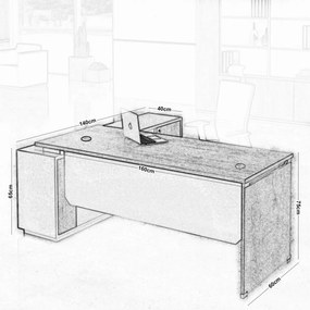 Γραφείο Pacey Plus-160 x 140 x 75-Αριστερή