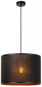 Φωτιστικό Κρεμαστό Lucide 21429-01-30 TAGALOG Μαύρο Ματ (Black Mat)|Ξύλο Φυσικό χρώμα (Wood Natural Finish)
