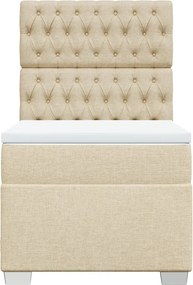 vidaXL Κρεβάτι Boxspring με Στρώμα Κρεμ 100 x 200 εκ. Υφασμάτινο