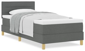 vidaXL Κρεβάτι με Σχέδιο και Στρώμα Σκούρο Γκρι 90x200 εκ. Υφασμάτινο