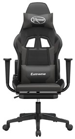 vidaXL Καρέκλα Gaming Μασάζ Υποπόδιο Μαύρο/Γκρι από Συνθετικό Δέρμα