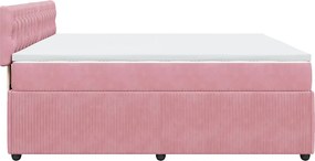 vidaXL Κρεβάτι Boxspring με Στρώμα Ροζ 200x200 εκ. Βελούδινο