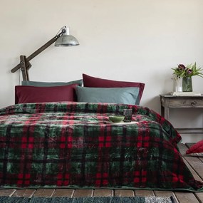 Κουβέρτα Oliver Βελουτέ Green-Red Nima Μονό 160x220cm Βελούδο,Polyester