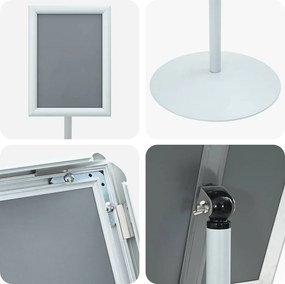 vidaXL Πόδι αφίσας 33 x 33 x 126 εκ PVC και Ατσάλι Ασημί