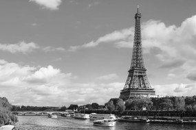 Εικόνα όμορφο πανόραμα του Παρισιού σε ασπρόμαυρο - 120x80