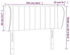 Κεφαλάρι με Πτερύγια Ανοιχτό Γκρι 103x23x78/88 εκ. Βελούδινο 3117424