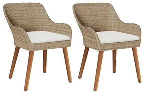 vidaXL Καρέκλα Κήπου 2 pcs Μπεζ 55 x 62.5 x 82 εκ. συνθετικό ρατάν