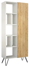 Βιβλιοθήκη Jedda 214177 Με Ντουλάπι 80,6x29,6x191cm White - Oak Μελαμίνη