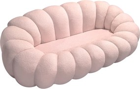 Καναπές Embrace pakoworld μπουκλέ ύφασμα σε ροζ απόχρωση 180x105x65εκ