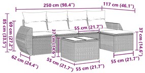 vidaXL Καναπές Κήπου 6 Τεμαχίων Μαύρο από Συνθετικό Ρατάν με Μαξιλάρια