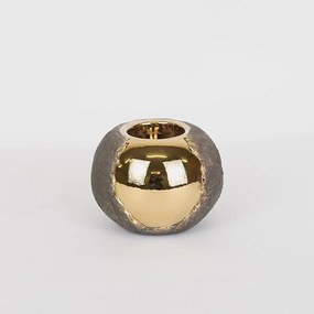 Κηροπήγιο Κεραμικό Καφέ-Χρυσό 10,5x10,5x7,5εκ. ESTHETI 752-25043