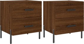 vidaXL Κομοδίνα 2 τεμ. Καφέ Δρυς 40 x 35 x 47,5 εκ. από Επεξεργ. Ξύλο