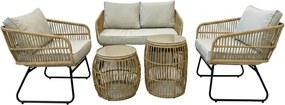 Σαλόνι Ria σετ 5τμχ rattan μπεζ-μέταλλο