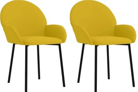 vidaXL Καρέκλες Τραπεζαρίας 2 τεμ. Κίτρινες Βελούδινες