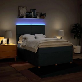 vidaXL Κρεβάτι Boxspring με Στρώμα Μπλε 140x200 εκ. Υφασμάτινο
