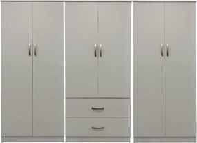 Ντουλάπα εξάφυλλη Athos I pakoworld λευκή 240x42x180εκ