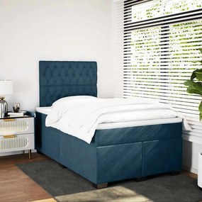 vidaXL Κρεβάτι Boxspring με Στρώμα Μπλε 120x190 εκ. Βελούδινο