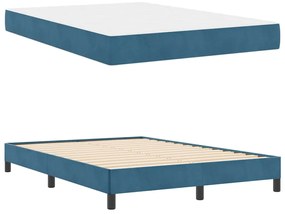 vidaXL Κρεβάτι box spring με στρώμα Σκούρο Μπλε 140 x 200 cm Βελούδο