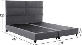 ΚΡΕΒΑΤΙ MILO ΑΠΟ ΓΚΡΙ ΒΕΛΟΥΔΟ HM628.10 ΓΙΑ ΣΤΡΩΜΑ 180x200 εκ.