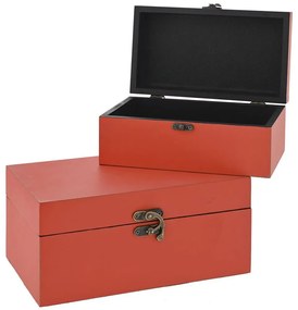 Κουτί Αποθήκευσης (Σετ 2Τμχ) 81329 26x16x12.5/21.5x13x9.5cm Coral Ξύλο