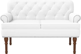 vidaXL Love seat με κουμπιά Λευκό 120 x 65 x 77 εκ Τεχνητό Δέρμα