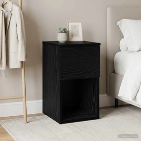 vidaXL Ντουλάπι κρεβατιού Μαύρη Δρυς 29 x 31,5 x 49 εκ