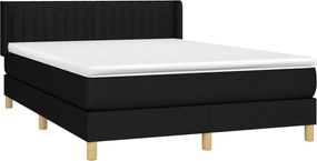 vidaXL Κρεβάτι Boxspring με Στρώμα Μαύρο 140x200 εκ. Υφασμάτινο