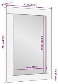 Καθρέφτης Μπάνιου 50x70x2,5 εκ. από Μασίφ Ξύλο Μάνγκο/Γυαλί - Καφέ