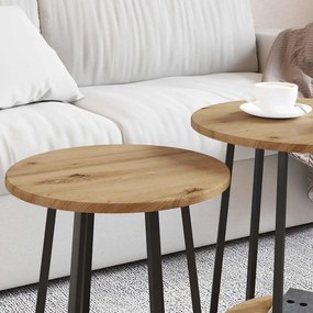 vidaXL Σετ βοηθητικά τραπεζάκια με ράφι 2 pcs Δρυς Artisan και Μαύρο