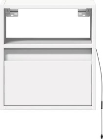 vidaXL Κομοδίνα Επιτοίχια με Φώτα LED 2 τεμ. Λευκά
