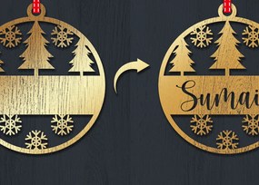 Σετ των 3 Intra απο ξύλο plywood 3mm-4mm πάχος Χριστουγεννιάτικο Στολίδι 3d Δίασταση 8x8 cm INTRAFABR-83328727