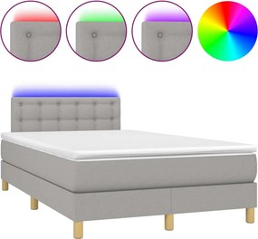 vidaXL Κρεβάτι Boxspring με Στρώμα &amp; LED Αν.Γκρι 120x190εκ. Υφασμάτινο
