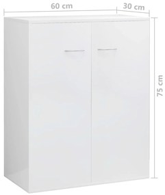vidaXL Ντουλάπι Γυαλιστερό Λευκό 60 x 30 x 75 εκ. από Επεξ. Ξύλο