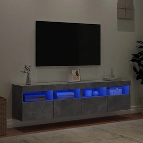 vidaXL Έπιπλα Τηλεόρασης με LED 2 Τεμ. Γκρι Σκυροδέματος 80x30x40 εκ.