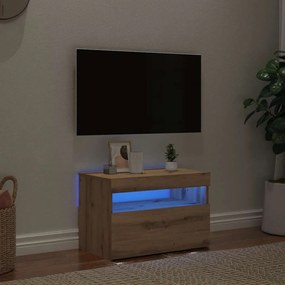 ντουλάπι τηλεόρασης vidaXL με φώτα LED Artisan Oak Κατασκευασμένο ξύλο