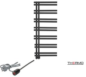 Thermo SOLO Θερμαινόμενη πετσετοκρεμάστρα από ανοξείδωτο χάλυβα με ηλεκτρική λειτουργία, 120x50cm Silk Black