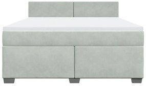 Κρεβάτι Boxspring με Στρώμα Ανοιχτό Γκρι 180x200 εκ. Βελούδινο - Γκρι