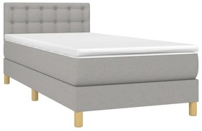 vidaXL Κρεβάτι Boxspring με Στρώμα &amp; LED Αν.Γκρι 90x200 εκ. Υφασμάτινο