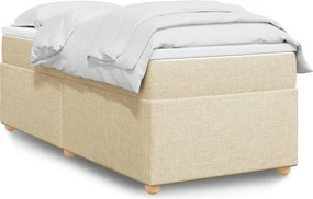 vidaXL Κρεβάτι Boxspring με Στρώμα Κρεμ 90x200 εκ.Υφασμάτινο