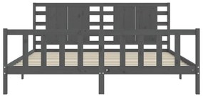 vidaXL Πλαίσιο Κρεβατιού με Κεφαλάρι Γκρι 200x200 εκ. Μασίφ Ξύλο