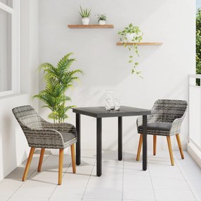 vidaXL Σετ Τραπεζαρίας Κήπου 3 Τεμαχίων Γκρι Πολυ Ρατάν